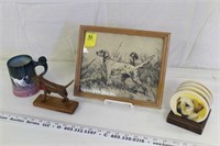 Vintage Setter Print, Coaster, Wood Carving & Mug