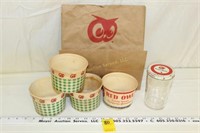 Vintage Red Owl Containers & Bag