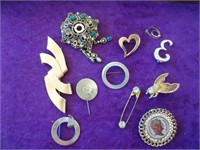Costume Jewlery: Broaches - Fly & Coin