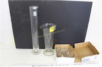 Vintage Glass Apothecary Cylinder, Measurer, Tubes