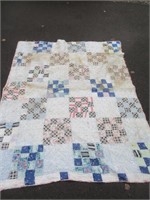 VINTAGE 9 PATCH QUILT 60X67 INCHES