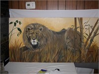 Lion - Oil on Canvas: 48" x 23.5" Signed Cannon