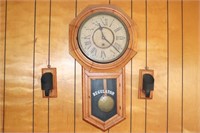 Regulator Wall Clock and Two Candleholders
