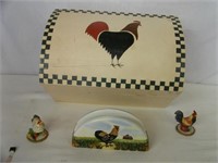 Rooster Box(wood)11.5" & Napkin Holder