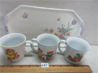 CHILDRENS MUGS AND PRETTY PLATE