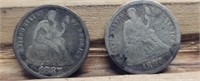 1887-S & 1890 Seated Liberty Dimes