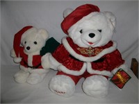 Christmas Bears Plush:15" Tall/Small Bear 11" Tall
