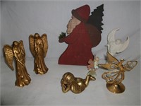 Christmas Decor Figurines, Wood Santa