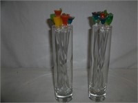 Plastic Drink Stirrer Sticks 7.5" T in 2 Glass