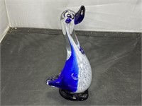 Glass Blue Duck Paper Weight
