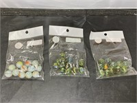 3 Small Bags Vintage Marbles