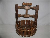 Vintage Wood Nut Basket: 11" Tall - Base 8"