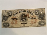 $5.00 The Erie And Kalamazoo Railroad Bank