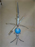 Vintage Lightning Rod: 52" Tall - Blue Glass Ball