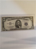 $5.00 Silver Certificate Series 1953A Crisp