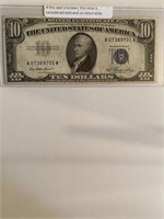 $10.00 Silver Certificate Series 1953, Slight...