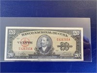 Cuba: Pre-Castro Viente (20) Peso Note Series 1949