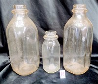 (3) milk bottles - (2) qts  - 1/2 pt.