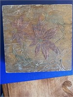 Handkerchief Box-Embossed Wood With Poinsettia