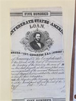 Confederate States Of America $500 Bond