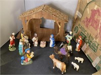 1950's Plastic Nativity Set with Extras