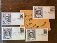 Four First Day Covers Of Civil War Interest