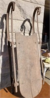Antique snow sled, metal runners