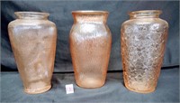 (3) carnival vases