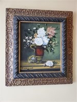 Frank Cook Painting in ornate antique frame