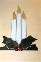 STAIN GLASS YELLOW FLAMED CANDLE ART