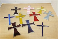 SELECTION OF STAIN GLASS CROSS ORNAMENTS