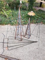Metal lawn décor, wire easels, pinnacle