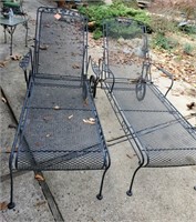 Wrought iron patio lounges - on wheels,