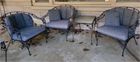 Patio chairs (3) & tables (2), curved backs, pads