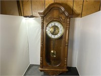 Beautiful 19" Solid Wood Sligh Wall Clock with Key