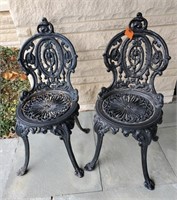 Cast metal patio chairs (2)