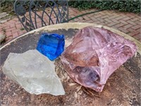 Pink, Clear & Cobalt glass shards - large sizes