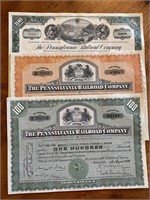 19 Pennsylvania Railroad Stock Certificates