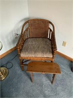 Wicker Arm Chair and Small Stand
