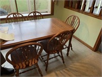 Wood Dinette Table and Six Chairs
