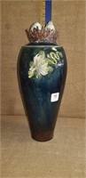 HAND DECORATED VASE W/ LID SIGNED K. HILL