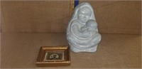 ISABEL BLOOM MOTHER STATUE &WOOD BLOCK PICTURE