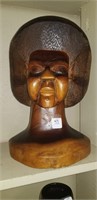 WOOD AFRICAN TRIBESMAN BUST