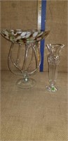 WATERFORD CRYSTAL BUD VASE & ART GLASS BOWL