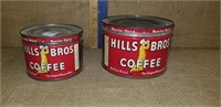 2 HILLS BROS. COFFEE TINS