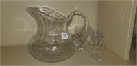 WATERFORD CRYSTAL PITCHER & WINE GOBLETS