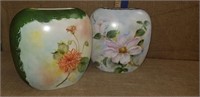 2 HAND DECORATED PILLOW VASES