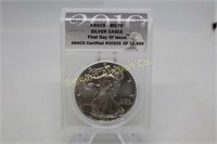 2010 Silver Eagle First Day Issue ANACS MS70