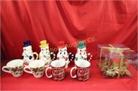 Snowman Jars, Centerpiece Christmas Mugs