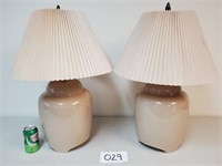 Pair of Beige Colored Table Lamps (No Ship)